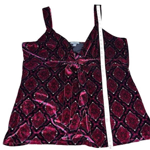 New Apt 9 Velour Tank Top 2X Front Tie Wine Gold Layering Fall Holiday Camisole - Picture 5 of 9